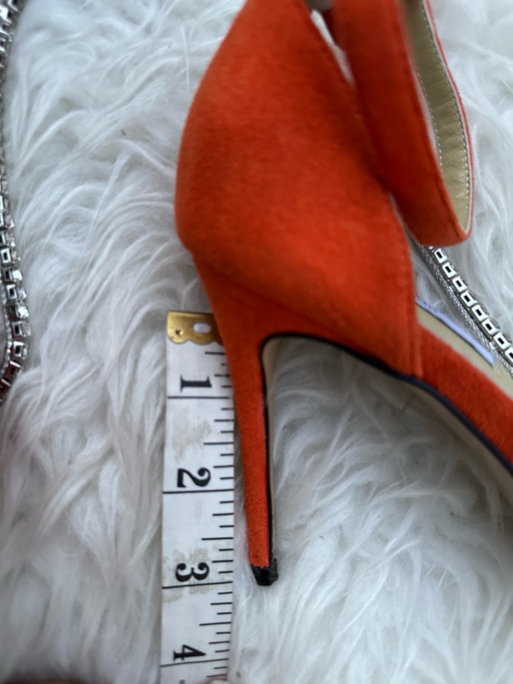 Jimmy Choo Red Suede Crystal-Trim Ankle Strap Pumps, Size 40. - Picture 4 of 6